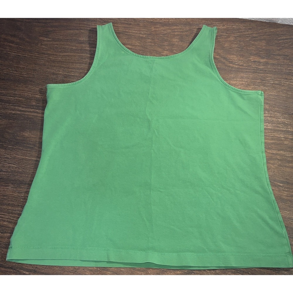 LL Bean Women's Cotton Stretch Sleeveless Tank Top Green Size XL - Picture 5 of 6